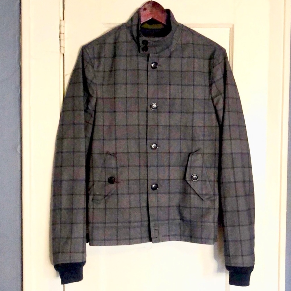 Todd Snyder Wool Check Bomber with knit cuffs and collar - fully lined